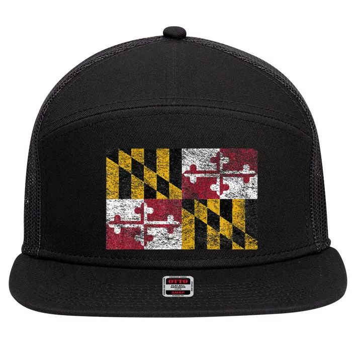 MARYLAND STATE FLAG ANNAPOLIS BALTIMORE CHESAPEAKE BAY 7 Panel Mesh Trucker Snapback Hat