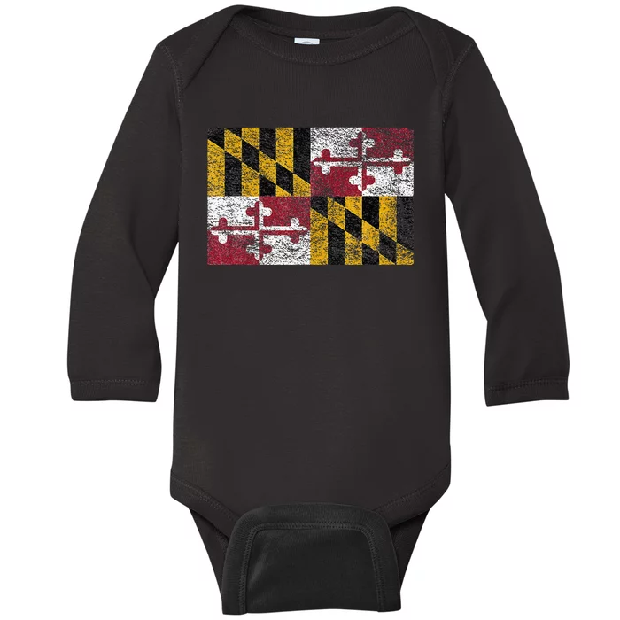 MARYLAND STATE FLAG ANNAPOLIS BALTIMORE CHESAPEAKE BAY Baby Long Sleeve Bodysuit