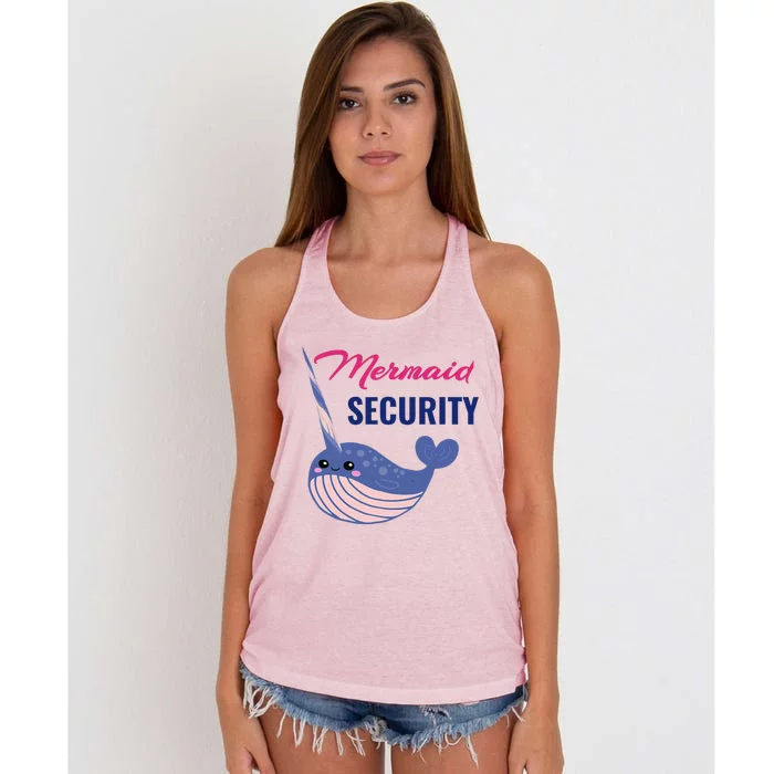 Mermaid Security For Narwhal Whale Sea Ocean Lovers Cute Women's Knotted Racerback Tank