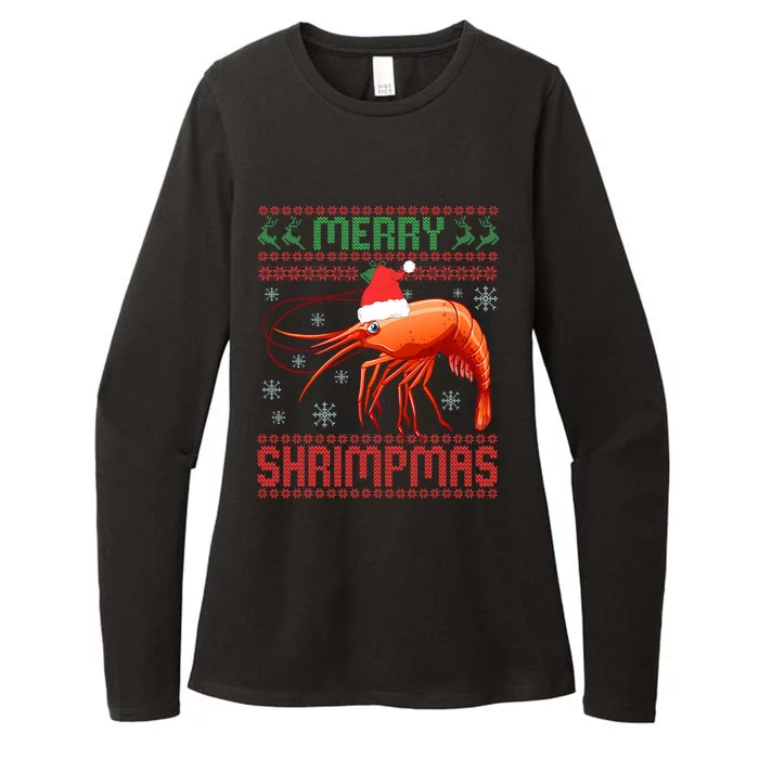 Merry Shrimpmas Funny Shrimp Ugly Christmas Sweater Seafish Womens CVC Long Sleeve Shirt