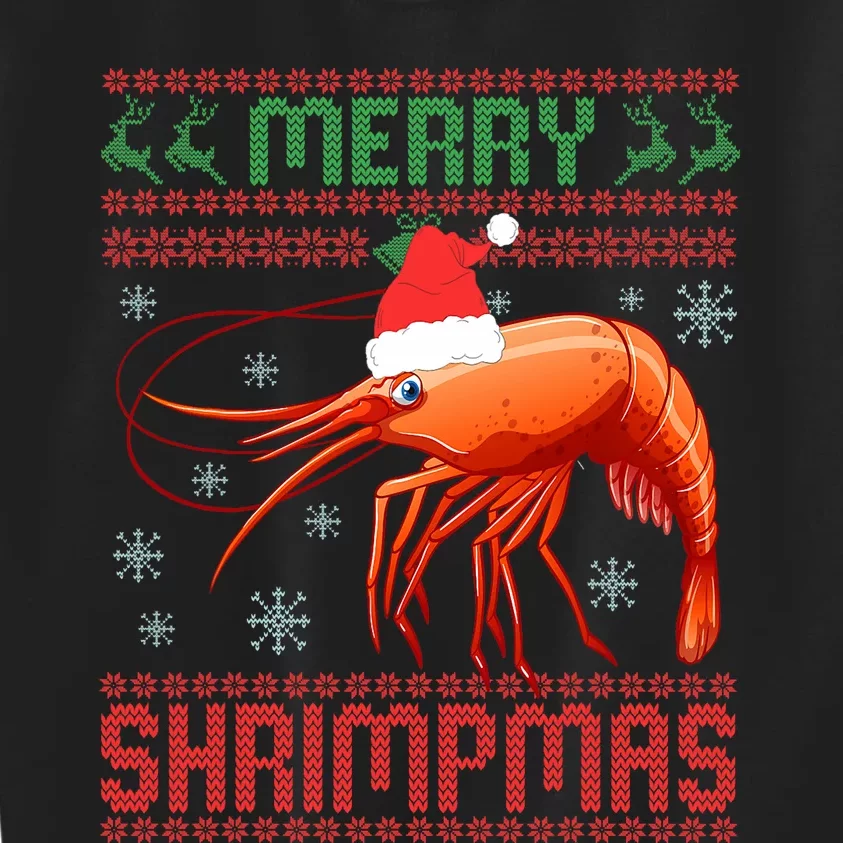 Merry Shrimpmas Funny Shrimp Ugly Christmas Sweater Seafish Kids Sweatshirt