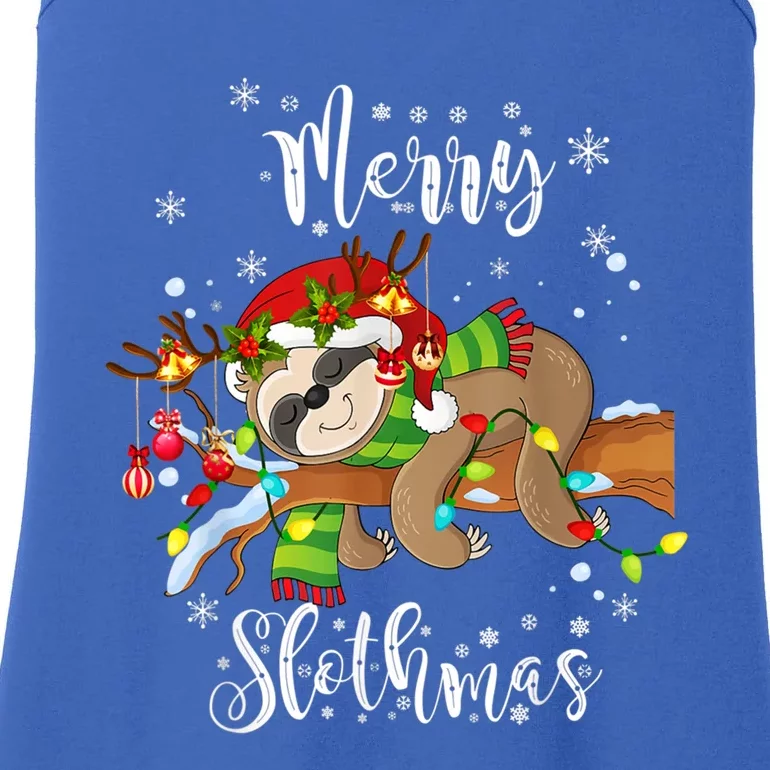 Merry Slothmas Funny Xmas Christmas Pajamas For Sloth Lovers Gift Ladies Essential Tank