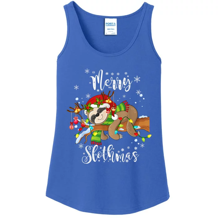 Merry Slothmas Funny Xmas Christmas Pajamas For Sloth Lovers Gift Ladies Essential Tank