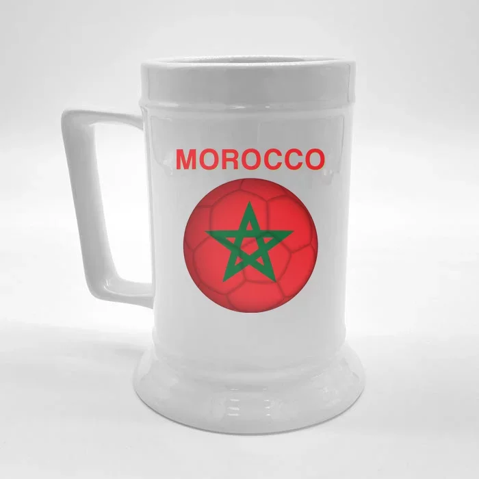 Morocco Soccer Football Moroccan Flag Gift Front & Back Beer Stein