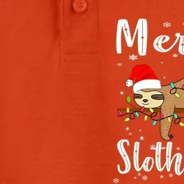 Merry Slothmas Funny Christmas Lights Pajama For Sloth Lover Gift Dry Zone Grid Performance Polo