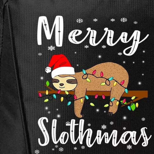 Merry Slothmas Funny Christmas Lights Pajama For Sloth Lover Gift City Backpack