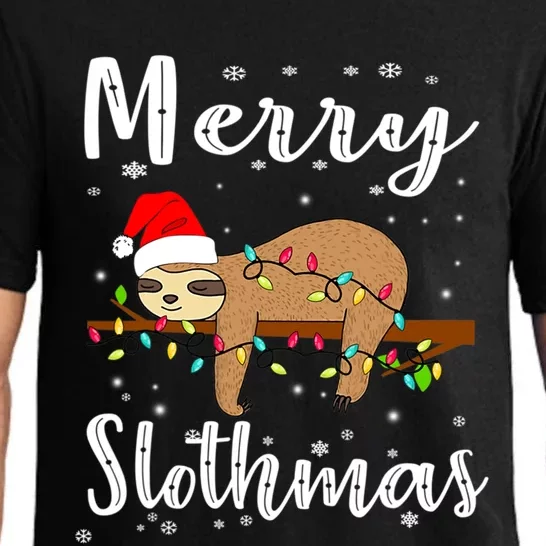 Merry Slothmas Funny Christmas Lights Pajama For Sloth Lover Gift Pajama Set