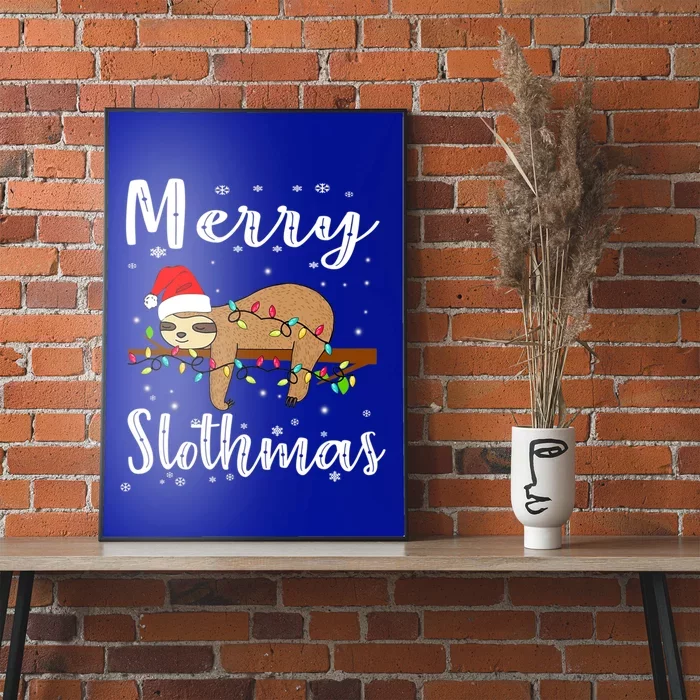 Merry Slothmas Funny Christmas Lights Pajama For Sloth Lover Gift Poster