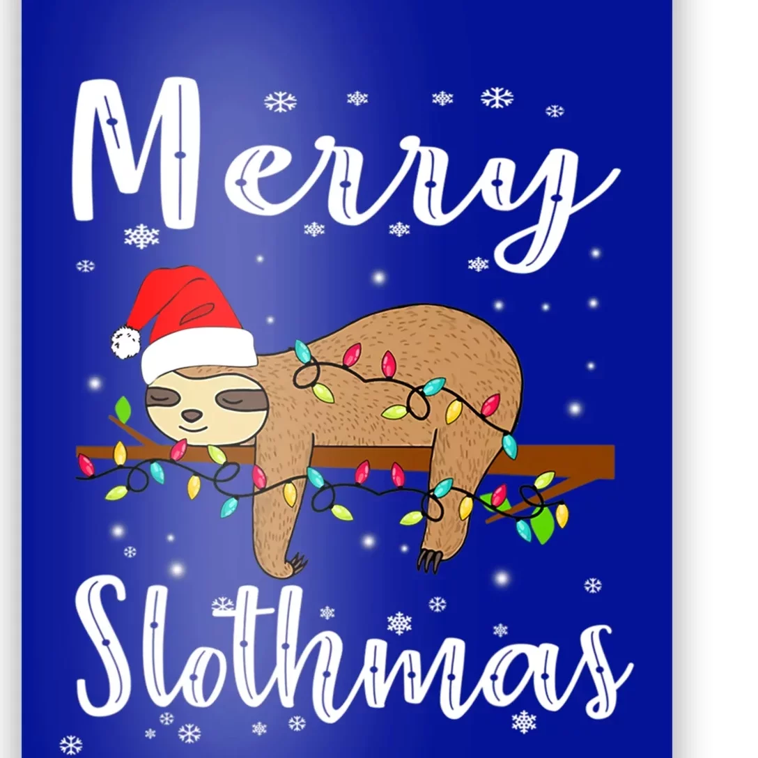 Merry Slothmas Funny Christmas Lights Pajama For Sloth Lover Gift Poster