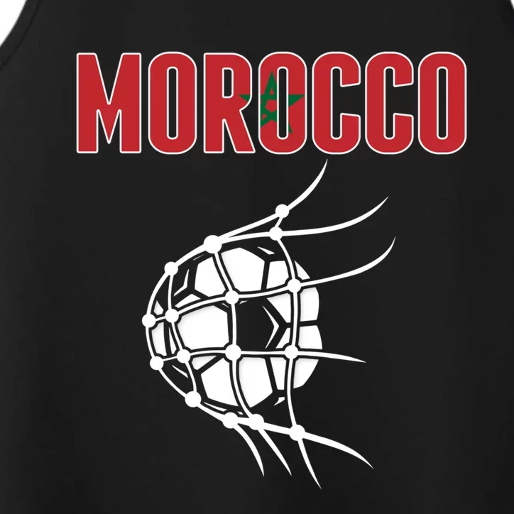 Morocco Soccer Fans Jersey Great Gift Moroccan Flag Football In Net Great Gift Performance Tank