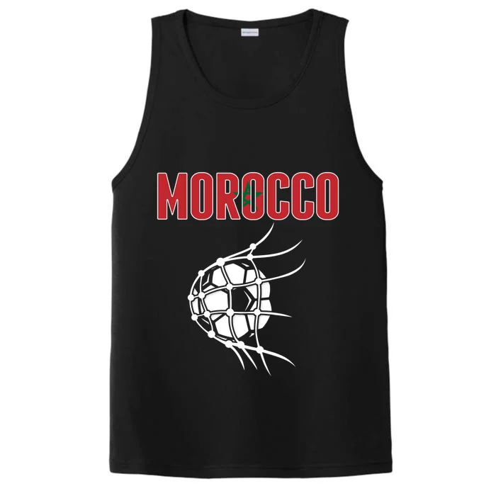 Morocco Soccer Fans Jersey Great Gift Moroccan Flag Football In Net Great Gift Performance Tank