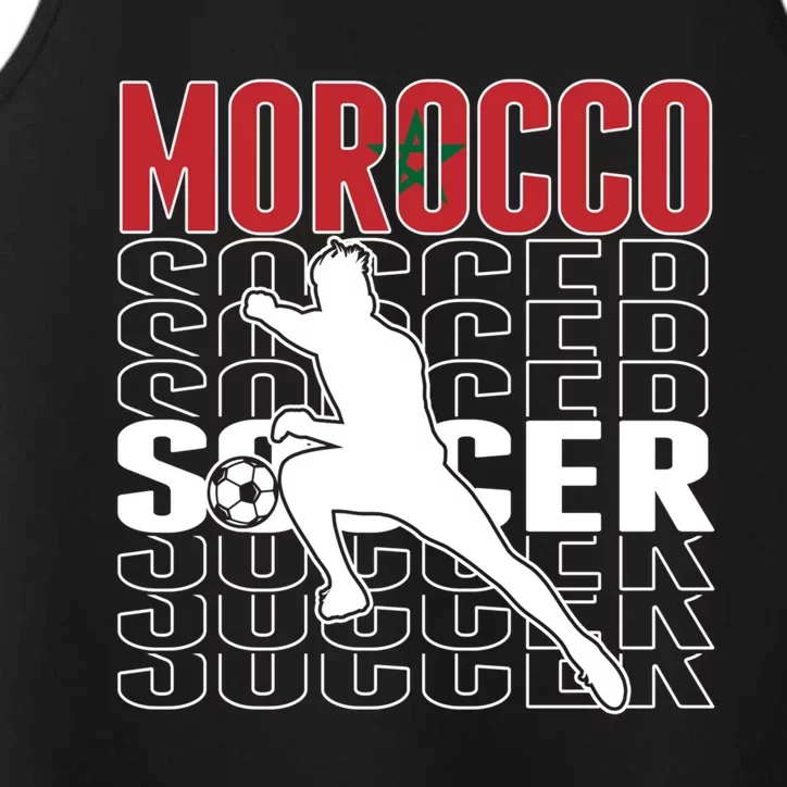 Morocco Soccer Fans Jersey Cool Gift Moroccan Flag Football Lovers Meaningful Gi Performance Tank