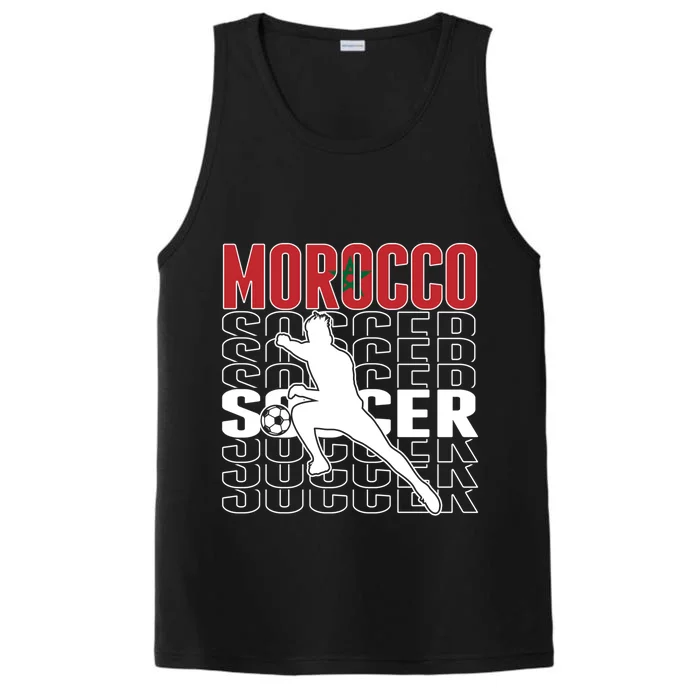 Morocco Soccer Fans Jersey Cool Gift Moroccan Flag Football Lovers Meaningful Gi Performance Tank