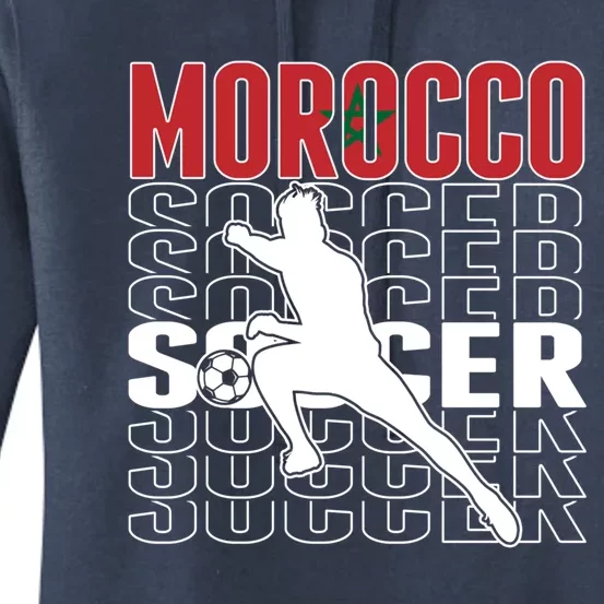 Morocco Soccer Fans Jersey Cool Gift Moroccan Flag Football Lovers Meaningful Gi Women's Pullover Hoodie