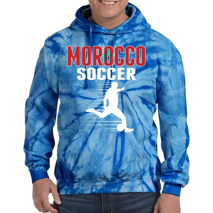 Morocco Soccer Fans Jersey Gift Moroccan Flag Football Lovers Gift Tie Dye Hoodie