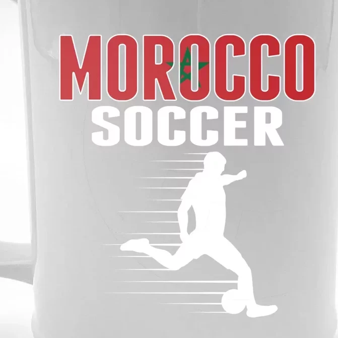 Morocco Soccer Fans Jersey Gift Moroccan Flag Football Lovers Gift Front & Back Beer Stein