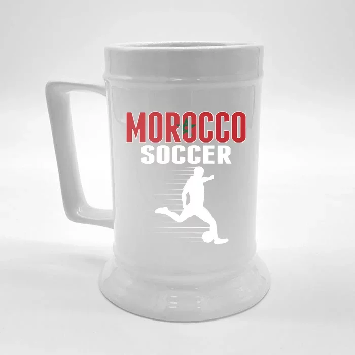 Morocco Soccer Fans Jersey Gift Moroccan Flag Football Lovers Gift Front & Back Beer Stein