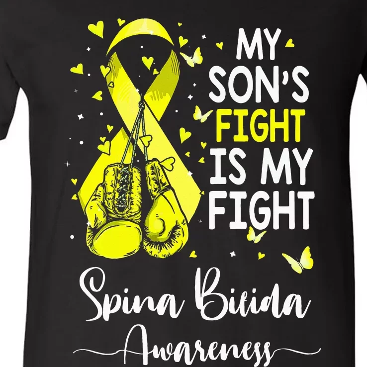 My Son's Fight Is My Fight Spina Bifida Awareness V-Neck T-Shirt