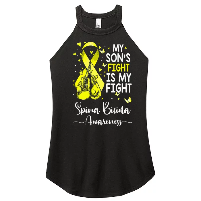 My Son's Fight Is My Fight Spina Bifida Awareness Women’s Perfect Tri Rocker Tank