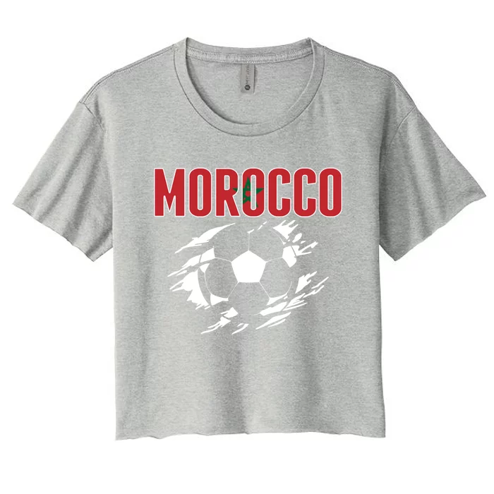 Morocco Soccer Fans Jersey Gift Moroccan Football Supporters Funny Gift Women's Crop Top Tee