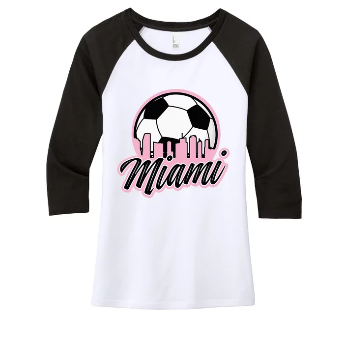 Miami Soccer Fans Related Products Women's Tri-Blend 3/4-Sleeve Raglan Shirt