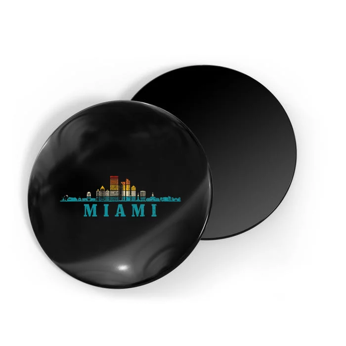 Miami Skyline Florida Fl Vintage Pride Retro Magnet