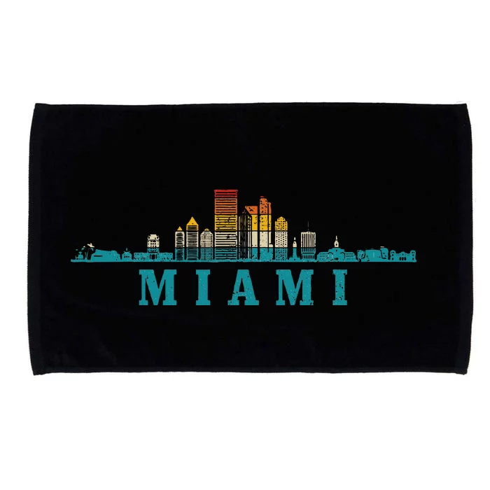 Miami Skyline Florida Fl Vintage Pride Retro Microfiber Hand Towel