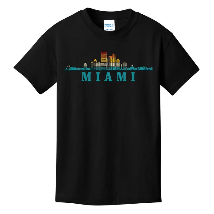 Miami Skyline Florida Fl Vintage Pride Retro Kids T-Shirt