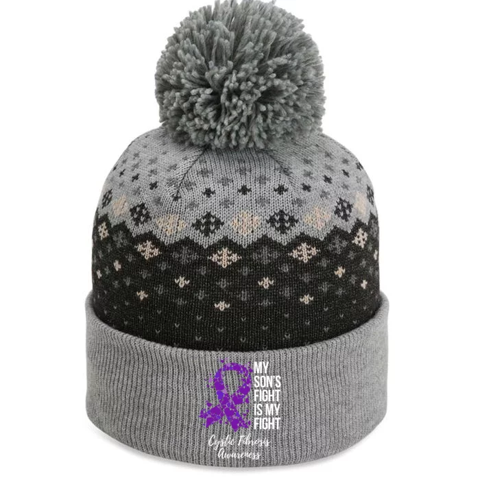 My Son’S Fight Is My Fight Cystic Fibrosis Awareness Gift The Baniff Cuffed Pom Beanie