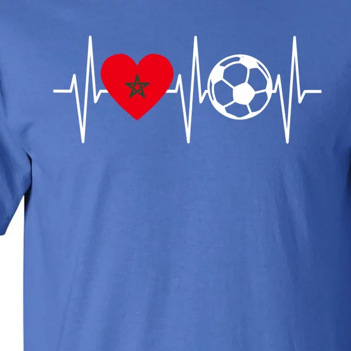 Morocco Soccer Gift Funny Soccer Heartbeat Moroccan Gift Tall T-Shirt