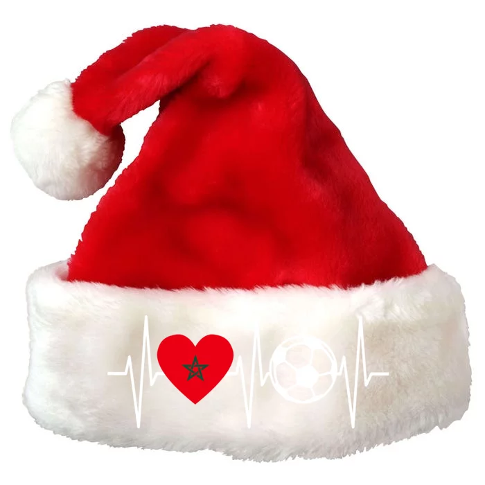 Morocco Soccer Gift Funny Soccer Heartbeat Moroccan Gift Premium Christmas Santa Hat