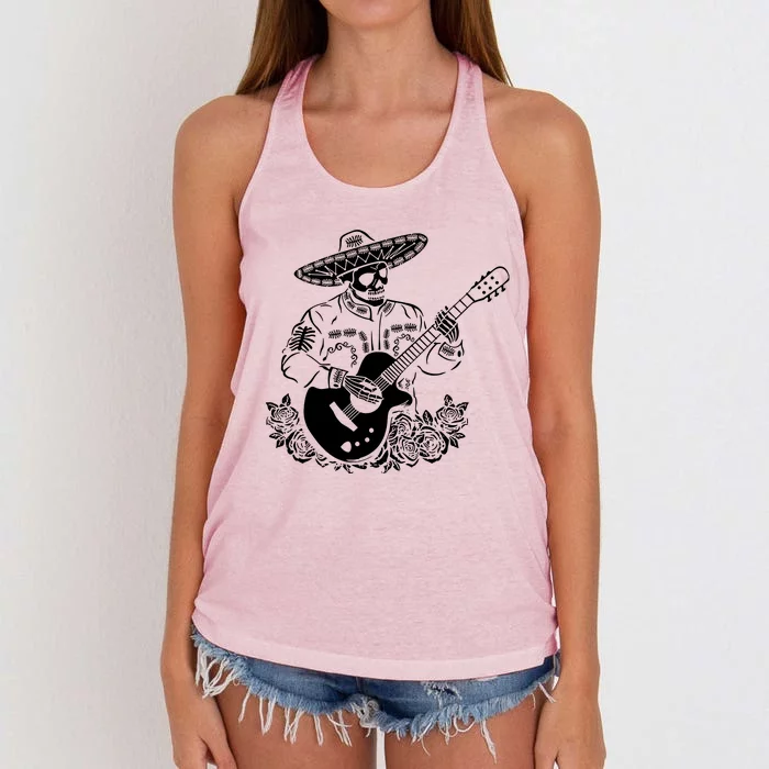 Mariachi Skeleton Guitar Racerback Women's Knotted Racerback Tank