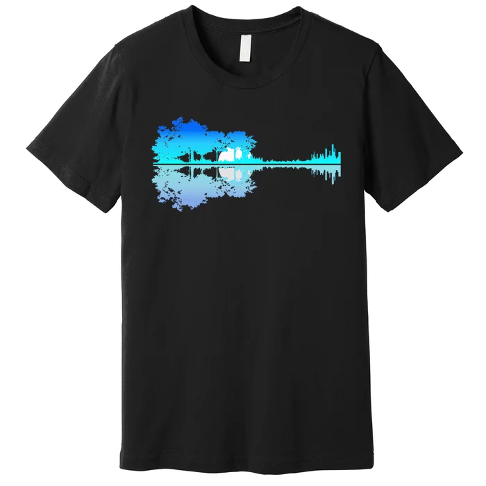 Musical Serenade Guitar Lake Shadow Melody Premium T-Shirt