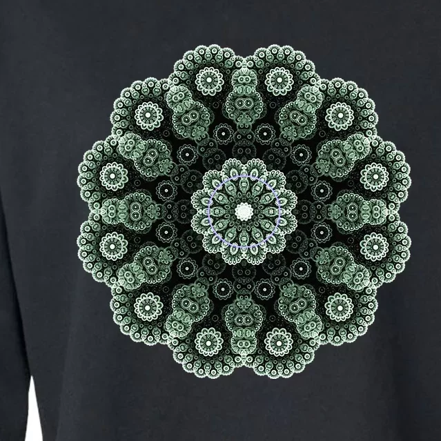 Mandala Sacred Geometry Prana Art Yoga Mantra Om Good Vibe Cropped Pullover Crew