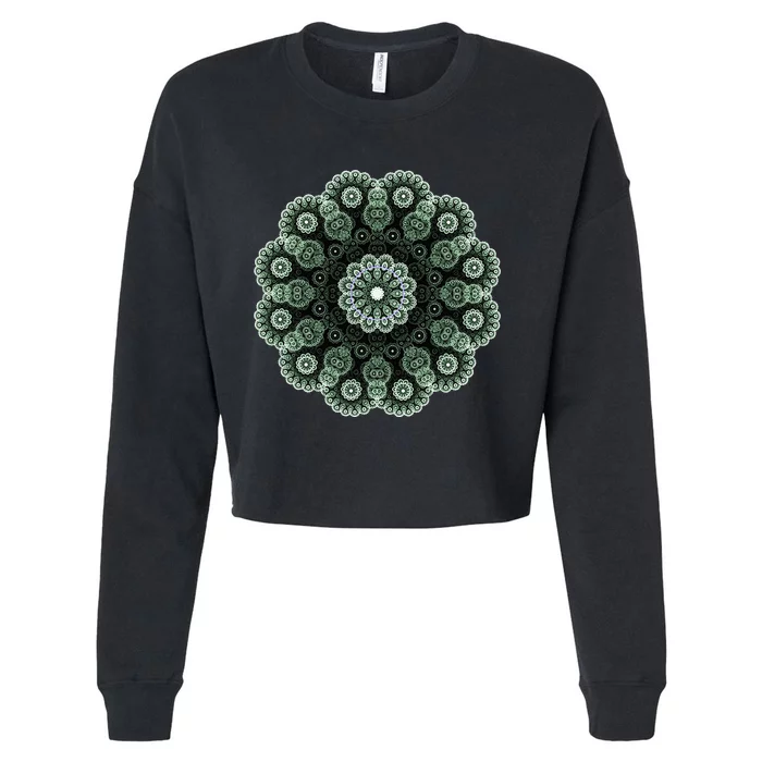 Mandala Sacred Geometry Prana Art Yoga Mantra Om Good Vibe Cropped Pullover Crew