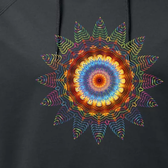 Mandala Sacred Geometry Prana Art Yoga Mantra Om Good Vibe Performance Fleece Hoodie