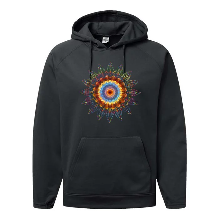 Mandala Sacred Geometry Prana Art Yoga Mantra Om Good Vibe Performance Fleece Hoodie