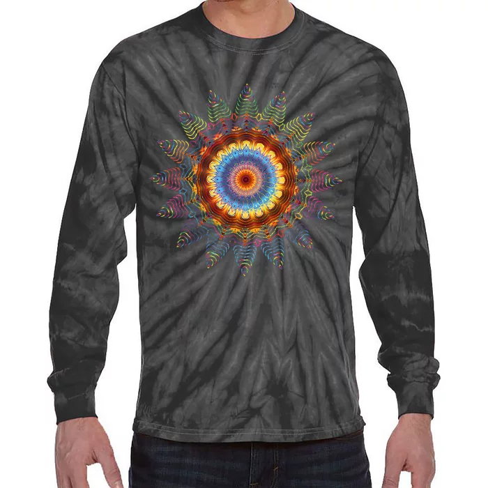 Mandala Sacred Geometry Prana Art Yoga Mantra Om Good Vibe Tie-Dye Long Sleeve Shirt