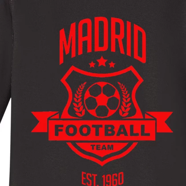 Madrid Spain Game Day Atletico Sport Soccer Fan Gift Baby Long Sleeve Bodysuit