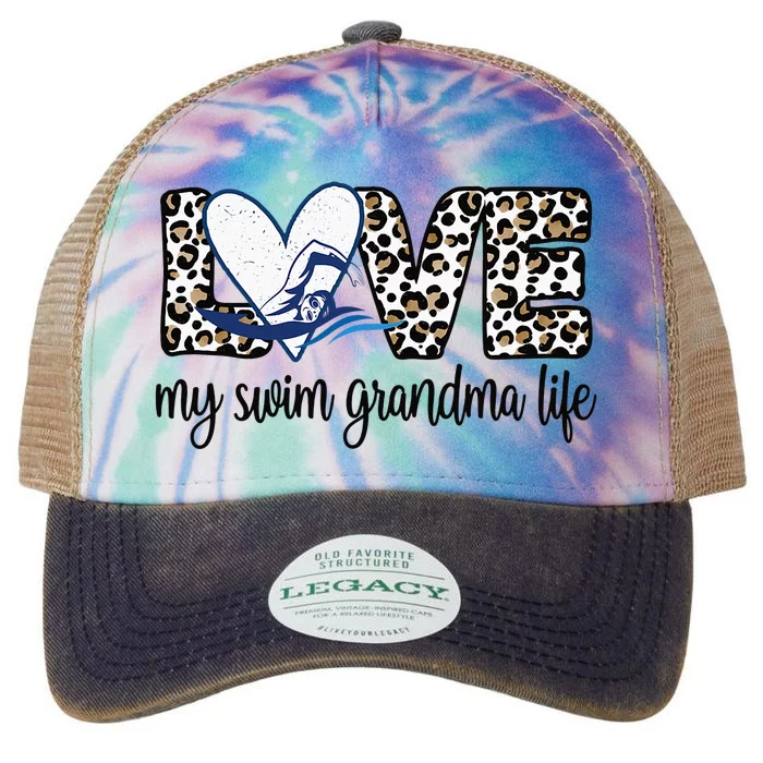 My Swim Grandma Life Proud Swimming Grandmother Legacy Tie Dye Trucker Hat