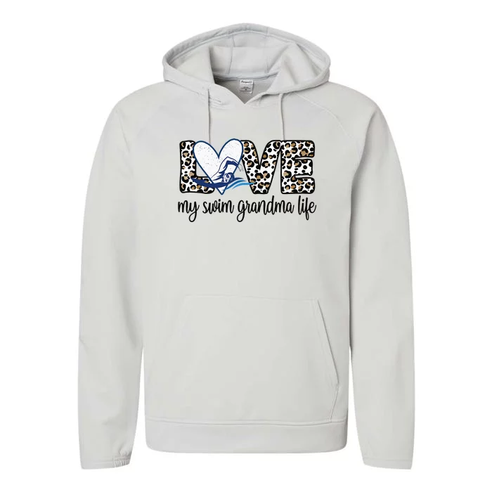 My Swim Grandma Life Proud Swimming Grandmother Performance Fleece Hoodie