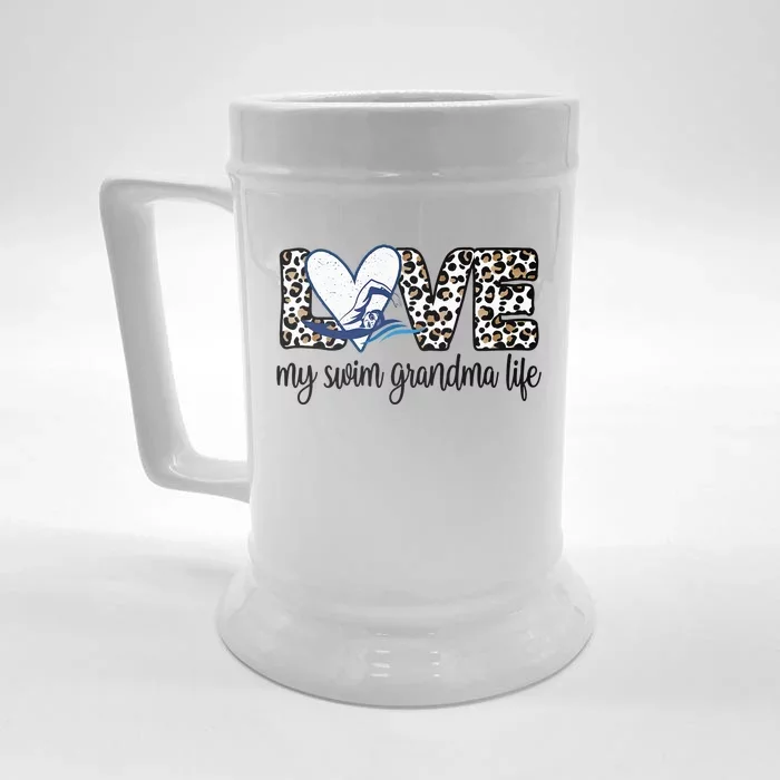 My Swim Grandma Life Proud Swimming Grandmother Front & Back Beer Stein