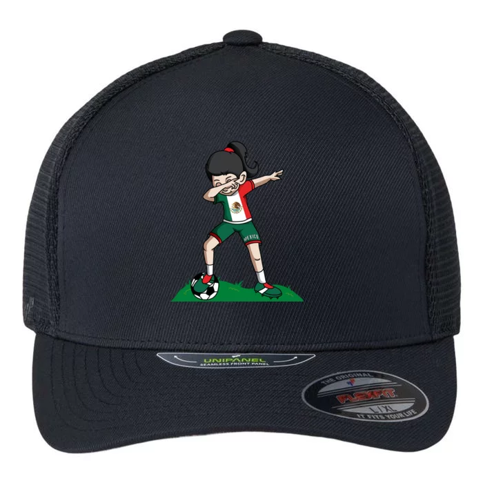 Mexico Soccer Girl Dabbing Flexfit Unipanel Trucker Cap