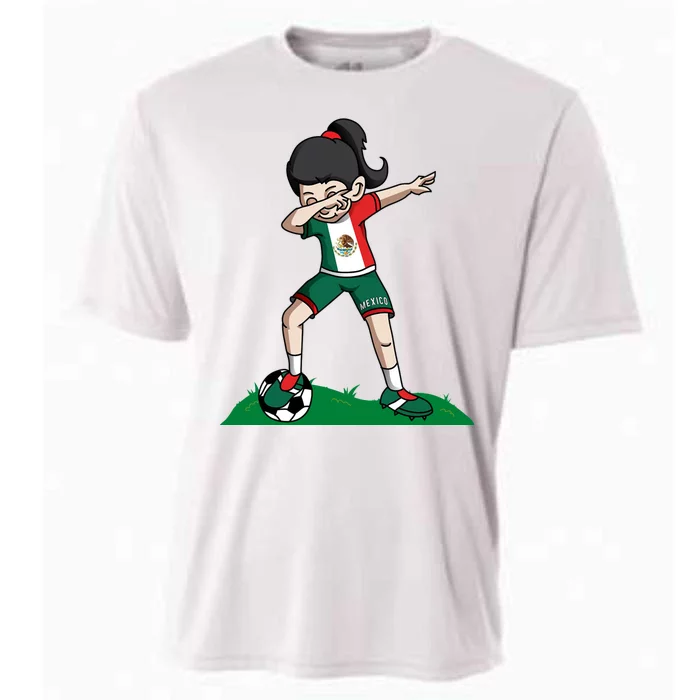 Mexico Soccer Girl Dabbing Cooling Performance Crew T-Shirt