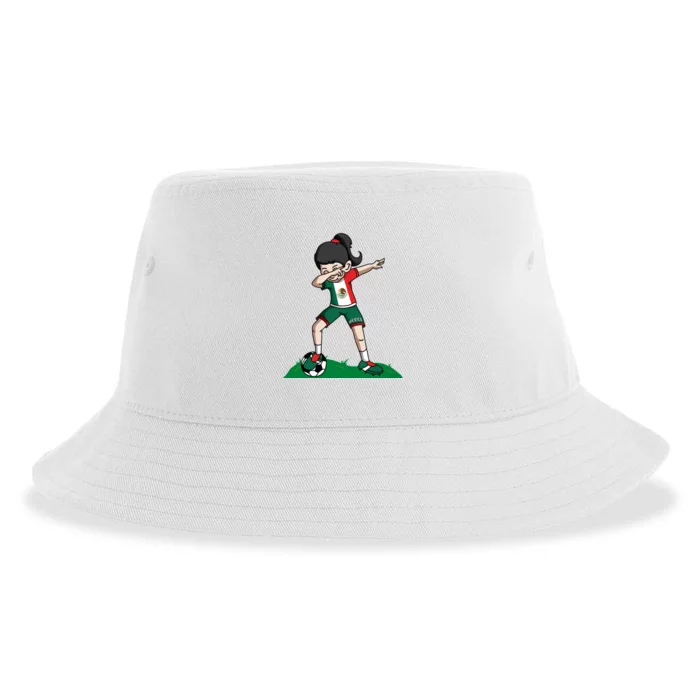 Mexico Soccer Girl Dabbing Sustainable Bucket Hat