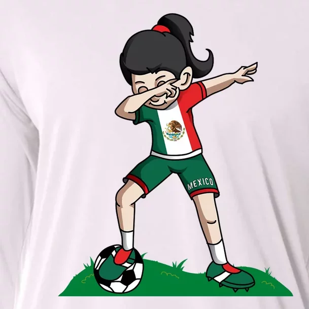 Mexico Soccer Girl Dabbing Cooling Performance Long Sleeve Crew