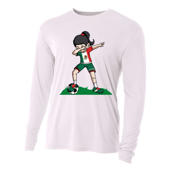 Mexico Soccer Girl Dabbing Cooling Performance Long Sleeve Crew