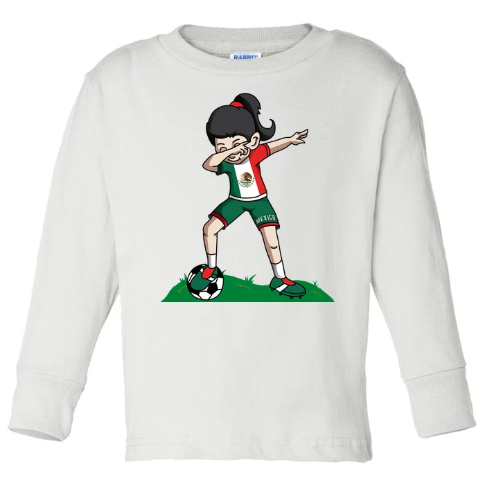 Mexico Soccer Girl Dabbing Toddler Long Sleeve Shirt