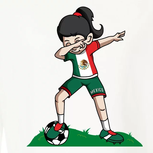 Mexico Soccer Girl Dabbing Cropped Pullover Crew