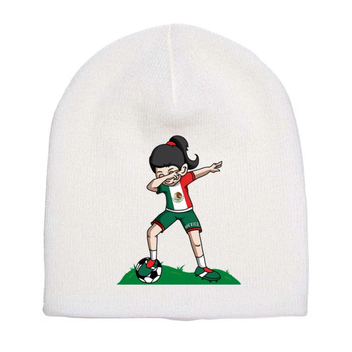 Mexico Soccer Girl Dabbing Short Acrylic Beanie